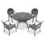 Ensemble de 5 meubles de patio en aluminium coulé avec cadre noir et coussins de siège rouges-75736131