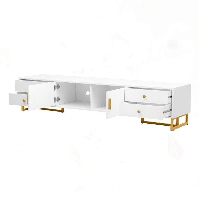 Meuble télé moderne avec rangement, Blanc