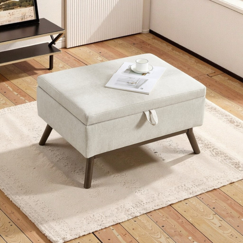 Table basse avec repose-pieds Mid-Century, Beige