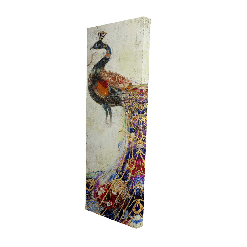 Toile majestueuse paon - oiseau de chambre orange