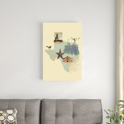 " Illustrated State-Texas " Graphic Art Print