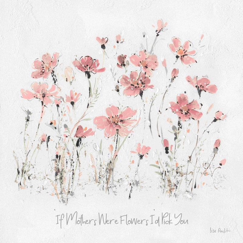 Fleurs sauvages III - Mères roses - peinture sur toile tendue, H 36 po x l 36 po, Toile tendue, Non