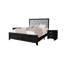 Lit à panneau très grand moderne avec éclairage de tête de lit, similicuir noir et revêtement gris, bouton, structure en bois robuste pour le cuir de la chambre à coucher, lattes incluses, meubles-139359827-139359825