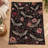 Vintage Bat Floral Blanket, Black Flannel Throw with Dusty Rose Blooms, Stars and Crescent Moons for Couch, Bed, Reading, Travel and Room Styling, 30 x 40 in-135451199
