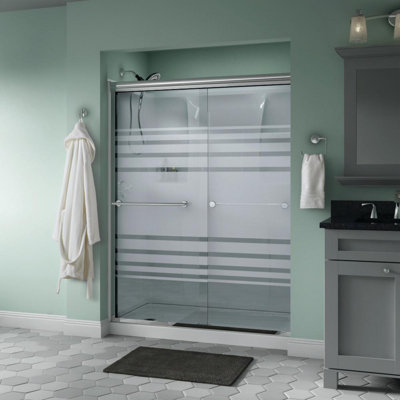 Trinsic 60 in. x 70 in. Semi-Frameless Traditional Sliding Shower Door with Transition Glass