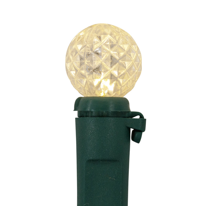 Lumières de Noël DEL G12 Berry - fil vert 16 pi - 50 carats, Blanc chaud