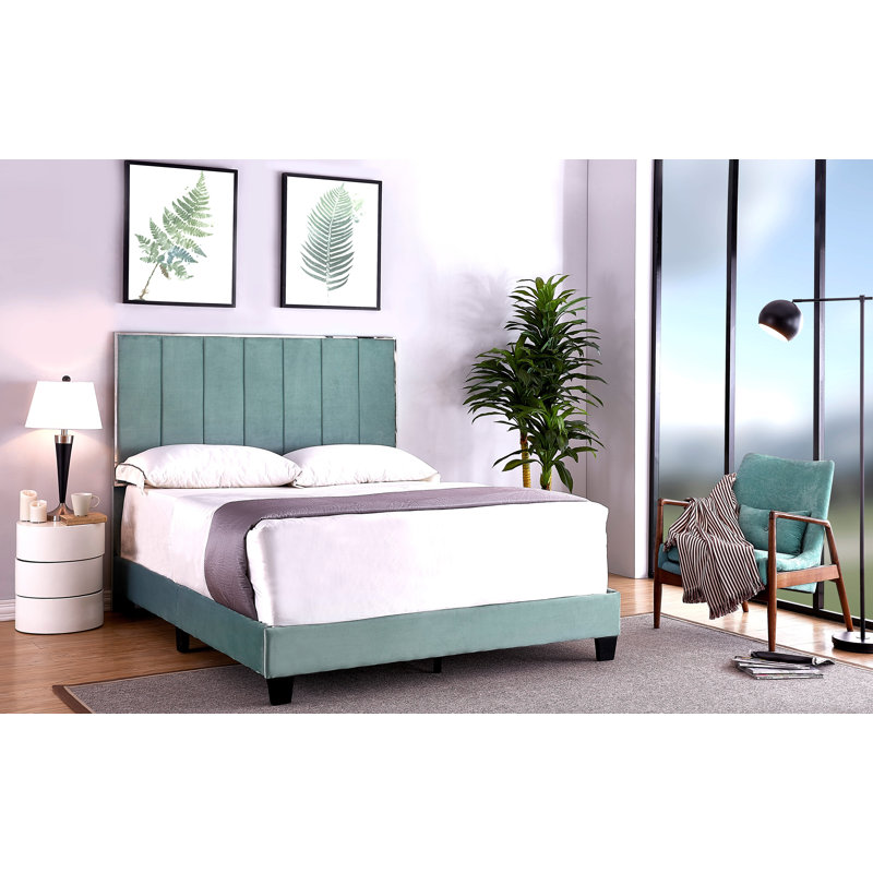 Kolin Upholstered Standard Bed, Dark Moderate Cyan, Queen