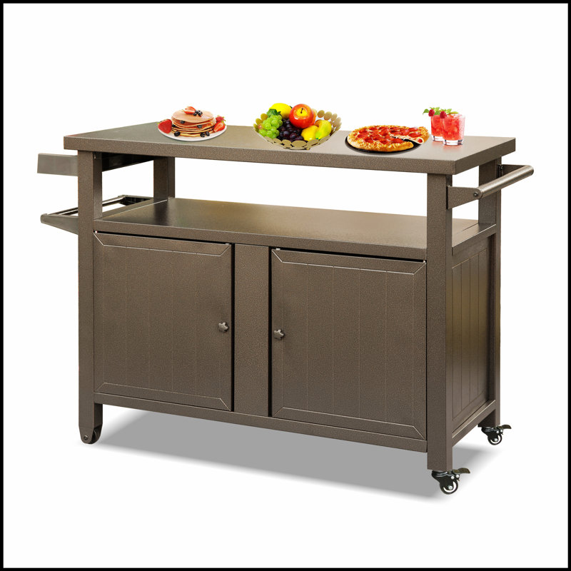 Durable Outdoor Grill Carts with Spacious Storage and Wheels for Easy Mobility, for BBQ Enthusiasts, Brown
