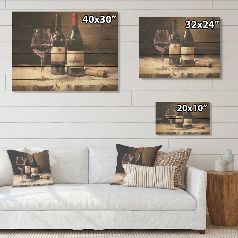 Claret Clarity - Art mural en bois sur bois de pin naturel, H 10 po x l 20 po