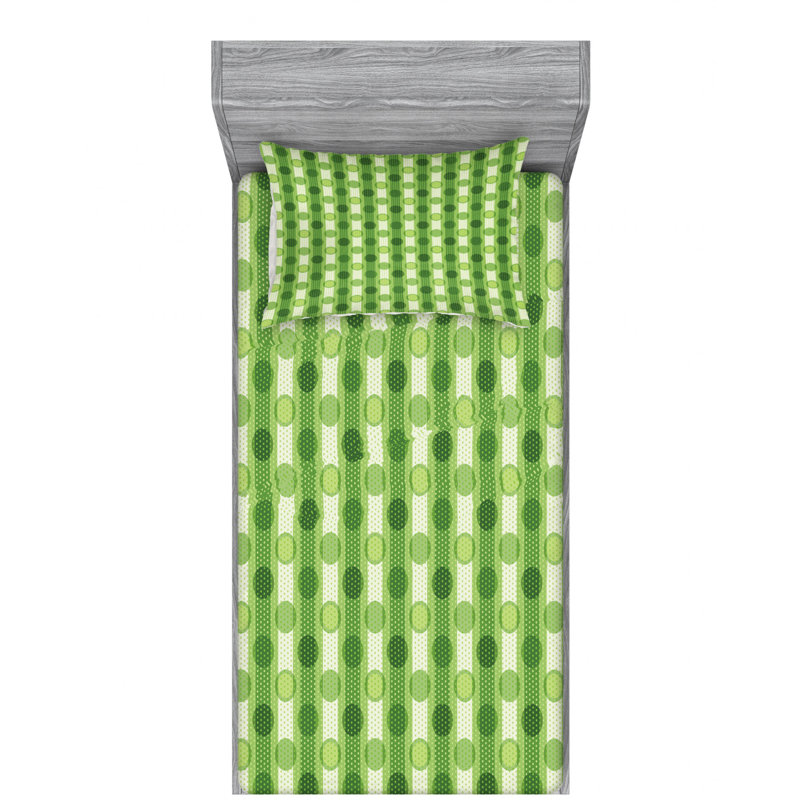 Microfiber Polka Dots Sheet Set, Twin Sheet Set with Fitted Sheet