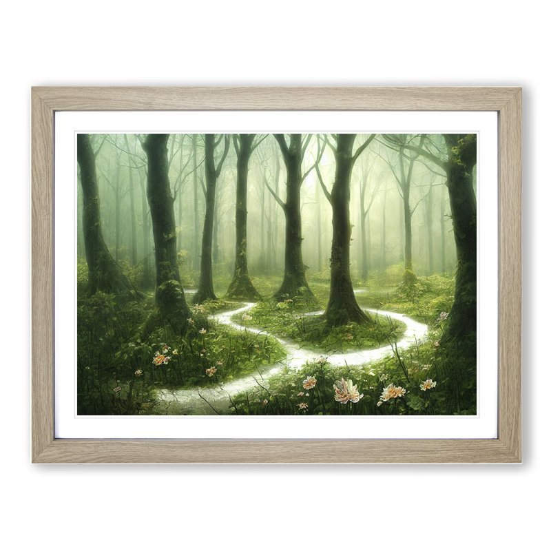 Fanciful Spring Forest - Framed Print, 34cm H x 46cm W x 2cm D, Oak