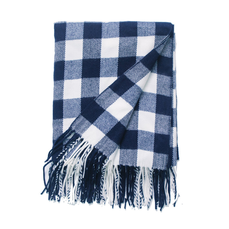 Hand Woven Throw Blanket, Indigo and White