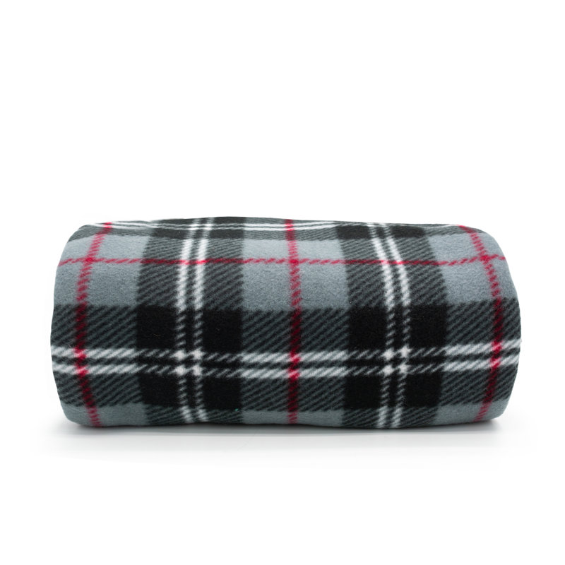 Blaris Soft Plush Classic Check Blanket Throw, Grey