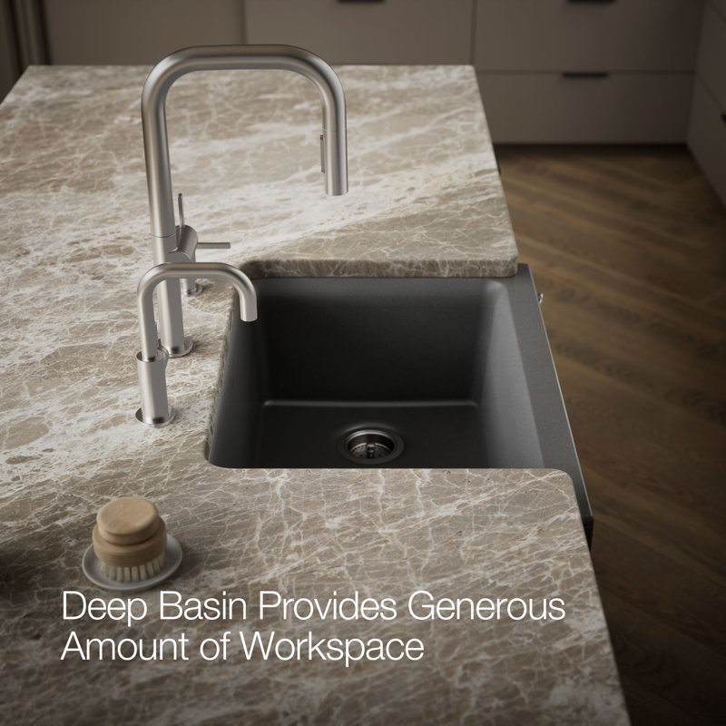 Cairn 29-11/16 In. Undermount Single-Bowl Farmhouse Kitchen Sink, Matte Graphite