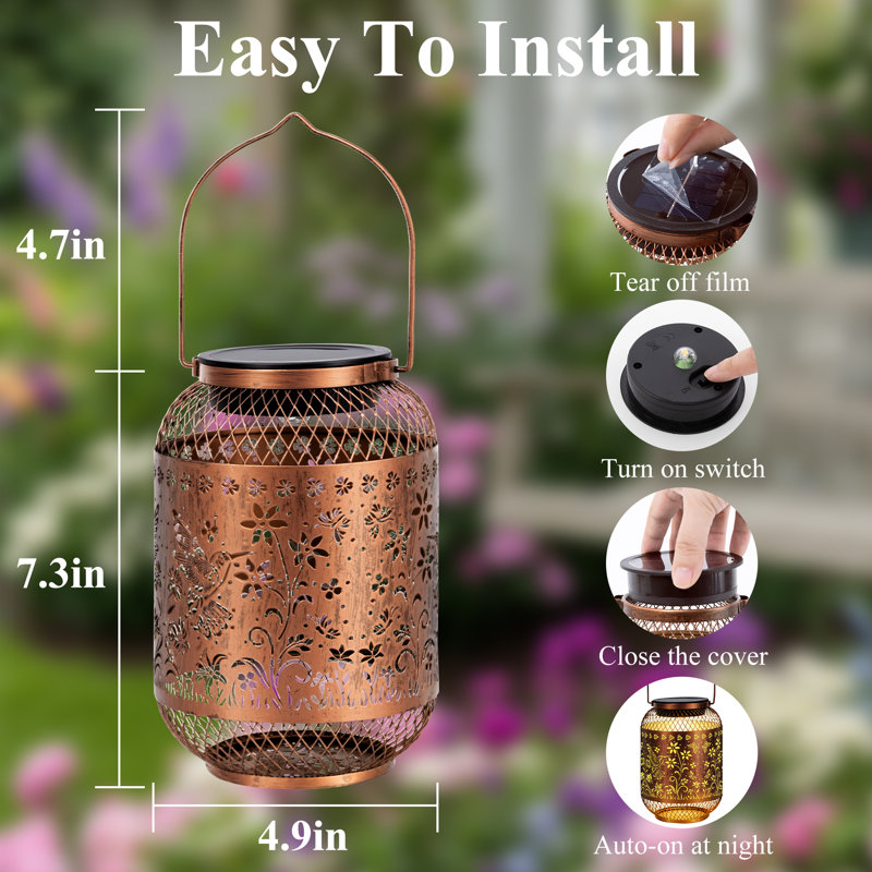 Solar Powered Integrated Led Outdoor Lantern (Hummingbird pattern)