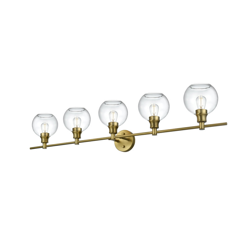 Éclairage pour meuble-lavabo en verre Drinkard, Laiton, Transparent, 5 Lights