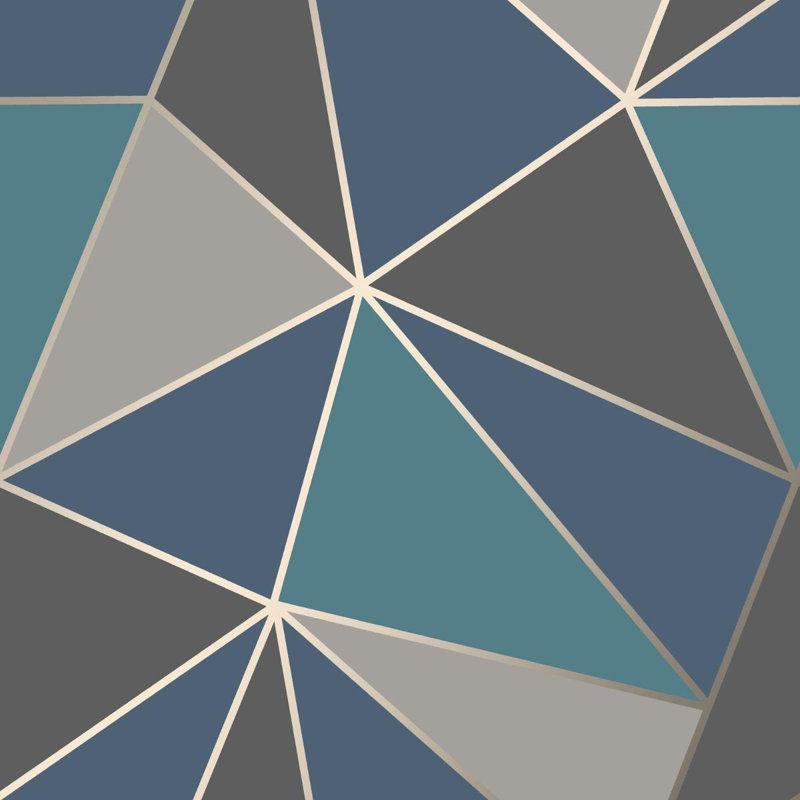 Addisyn 10m x 53cm Semi-Gloss Wallpaper Roll, Aqua/Navy