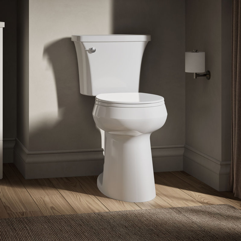 Toilette haute deux pièces à devant rond Highline, 1,28 gallon par pouce carré, Blanc