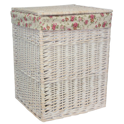 Wicker Laundry Bin with Garden Rose Lining