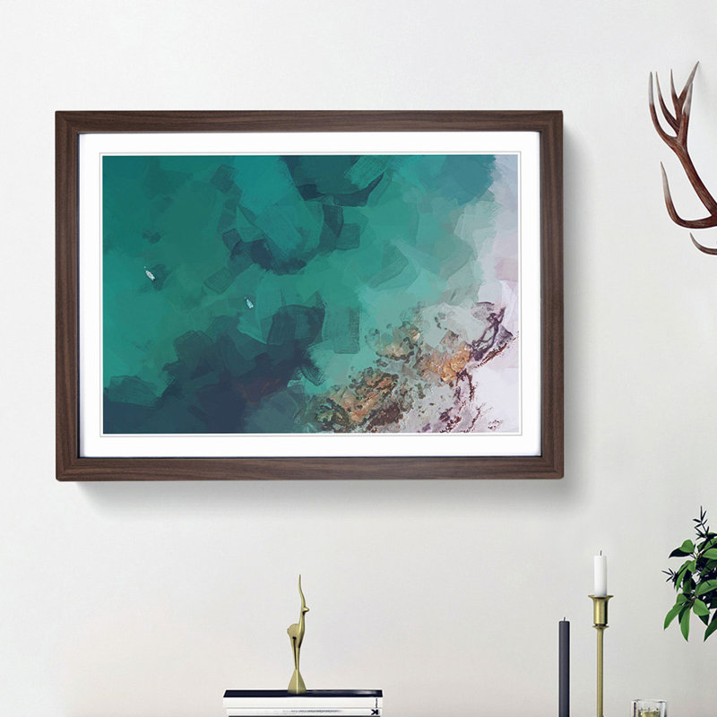 Boats in Rue De La Saline Guernsey in Abstract - Picture Frame Graphic Art Print, Walnut Framed, 36cm H x 48cm W x 2cm D