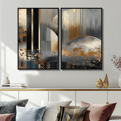 Shapes And Lines Abstract Marble IV - Gold Modern Wall Art