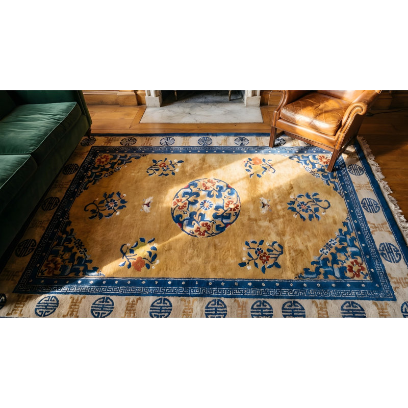 Small Size Floral Pattern Antique Silk Pile Chinese Area Rug