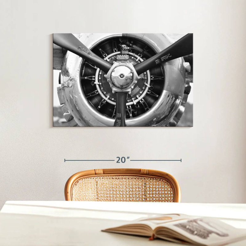Impression sur toile d'hélice d'avion, H 16 po x l 24 po x P 1,25 po