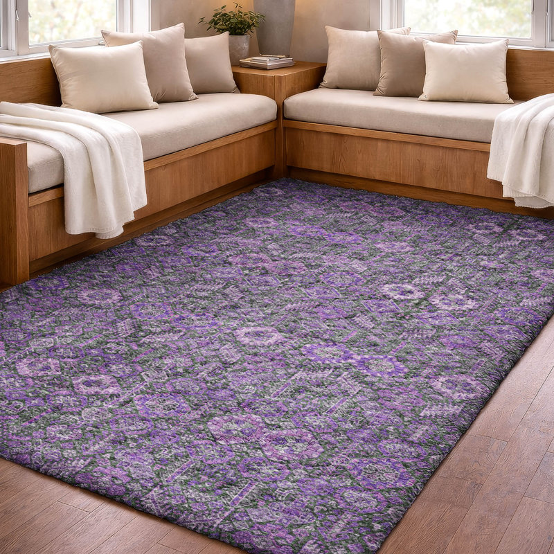Tapis bohémien de qualité supérieure lavable à la machine Dream Shag ADS574, 10' x 14', Purple