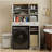 Over The Washer And Dryer Storage Cabinet Suitable For Compact Washing Machines, Laundry Room Storage Organizer With 1 Laundry Basket, 4 Doors, 1 Drawer And 2 Adjustable Shelves-Antique