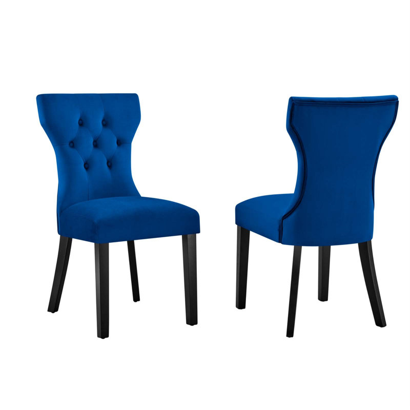 Modway Silhouette Performance Velvet Dining Chairs, Navy