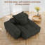 Canapé modulaire moderne en chenille noir, canapé modulaire 1 place surdimensionné avec coussins capitonnés, accoudoirs carrés et 2 coussins, aucun assemblage requis-1083108815
