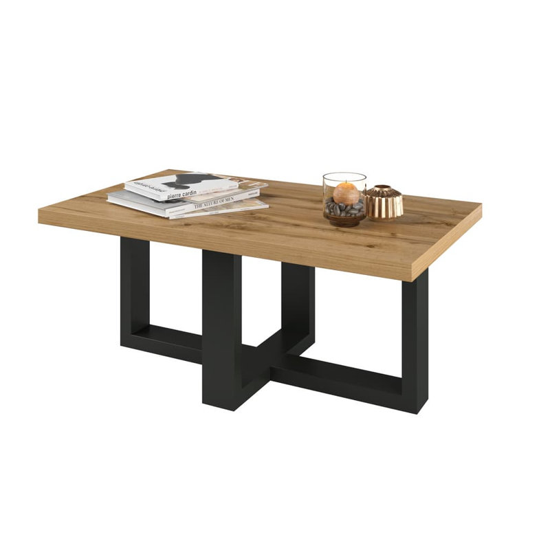 Shuyao Coffee Table with Storage, Oak/Black