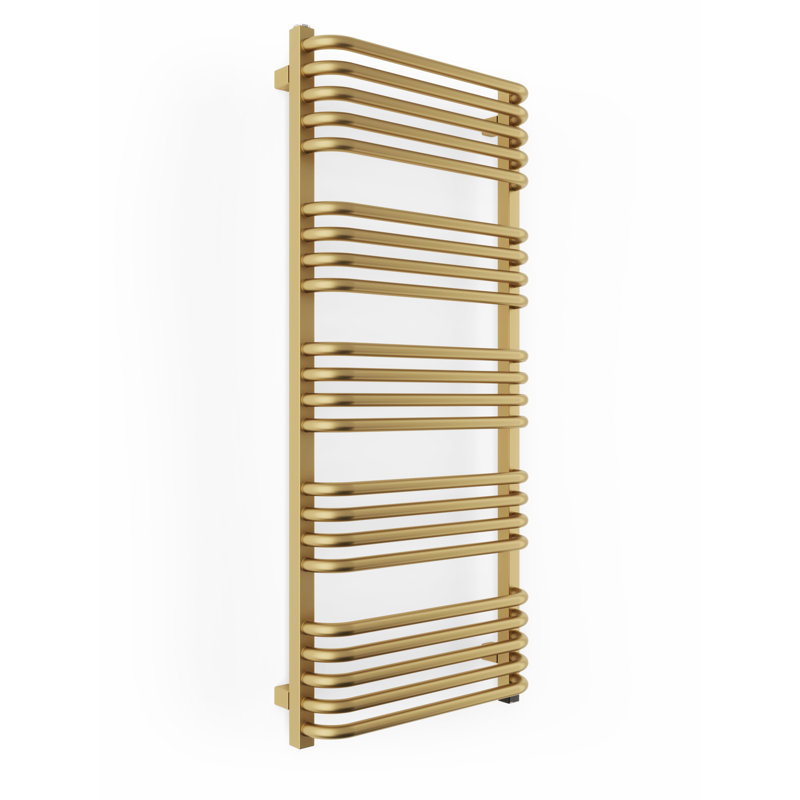 Alex One Brass Electric Towel Rail, 114cm H  x 50cm W x 13.2cm D