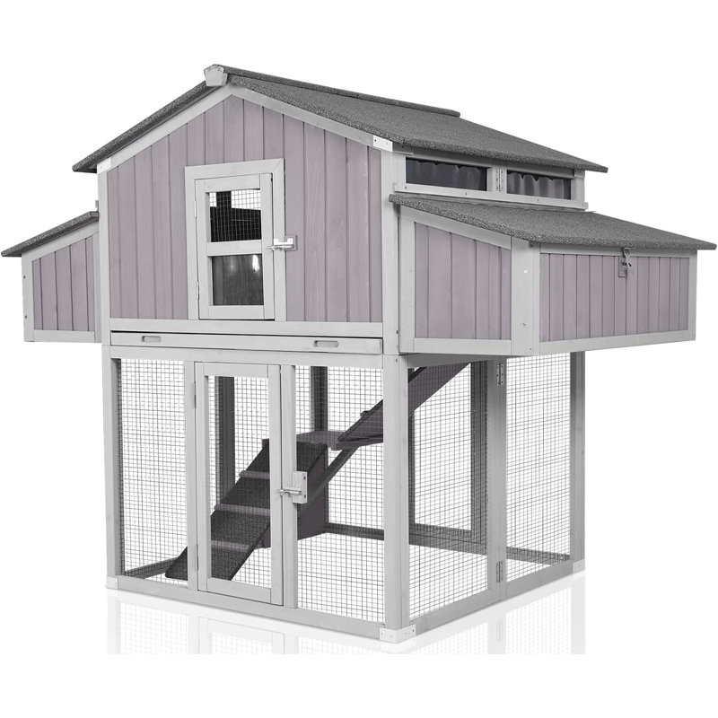 Large Chicken Coop - Unique Folding Design for Easy to Set Up - Chicken House for Outdoor with Two Nesting Box, Leakproof Pull-on Tray, and UV-Resistant Roof Panel