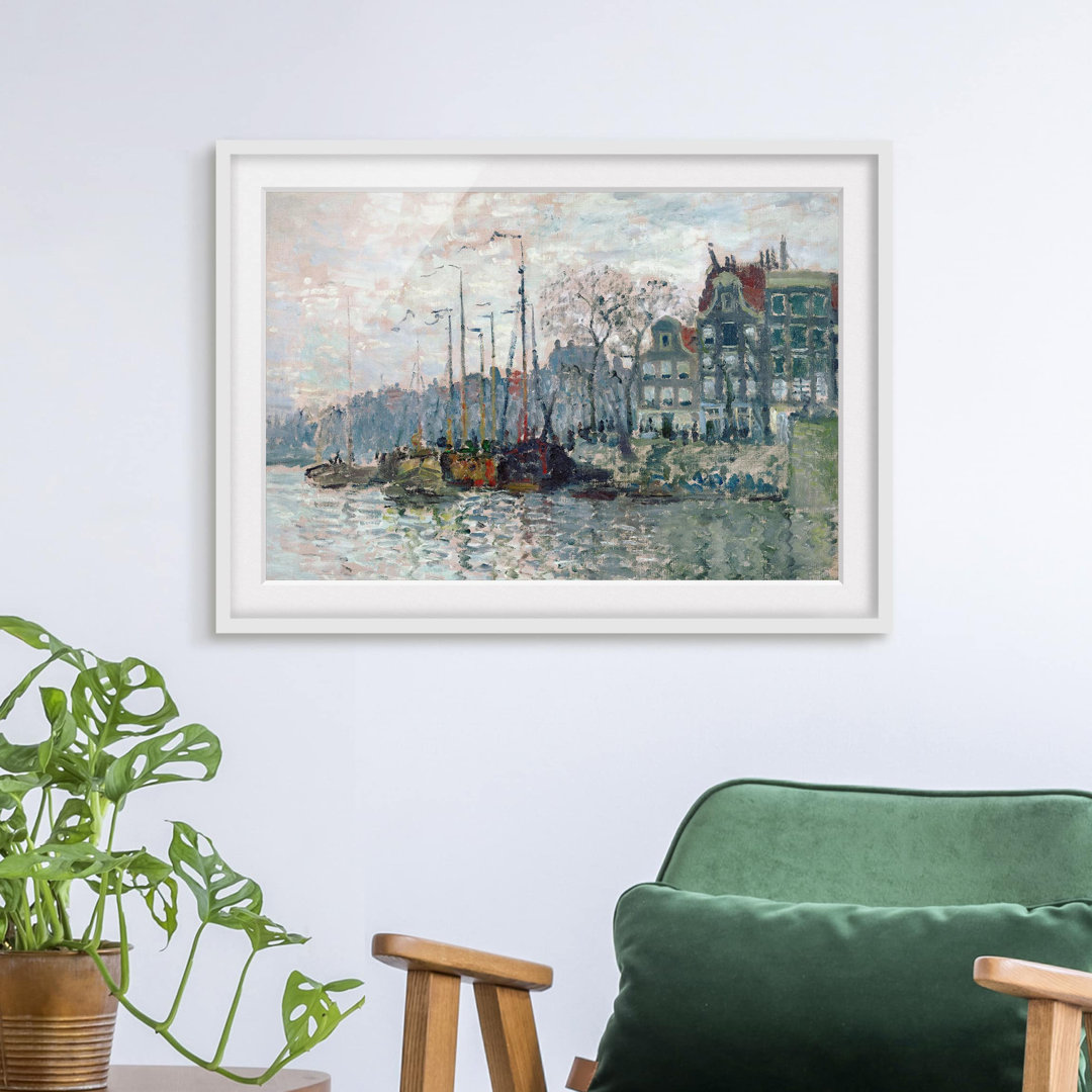 Gerahmtes Poster Blick auf die Prins Hendrikkade und die Kromme Waal in Amsterdam von Claude Monet