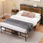 Bed Frame With Vintage Wood Headboard & Footboard-302006137