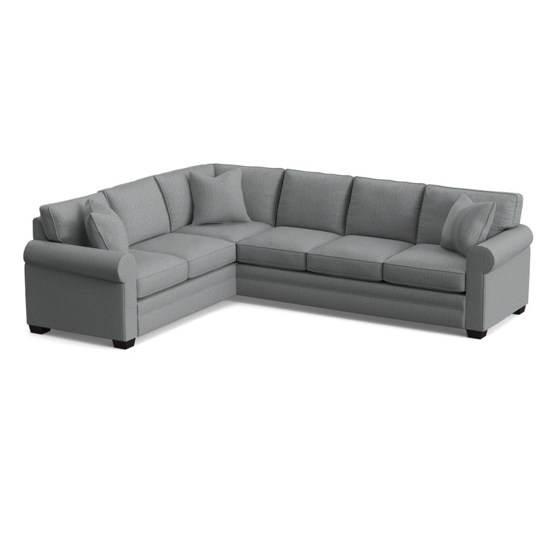 Bedford Upholstered L-Sectional, Java Finish, Light Blue Performance Fabric; 0851-55, Left Hand Facing