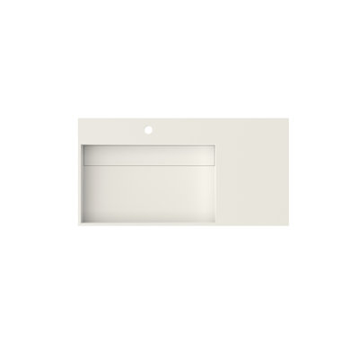 Lavabo de salle de bain pour meuble-lavabo en résine de couleur unie, couleur blanc mat, 36,1 po de profondeur, 18,61 po de largeur, 4,96 po de hauteur, 52,49 lb, convient à toutes les configurations, à porter et à déchirer, à fixer au mur ou sur le comptoir