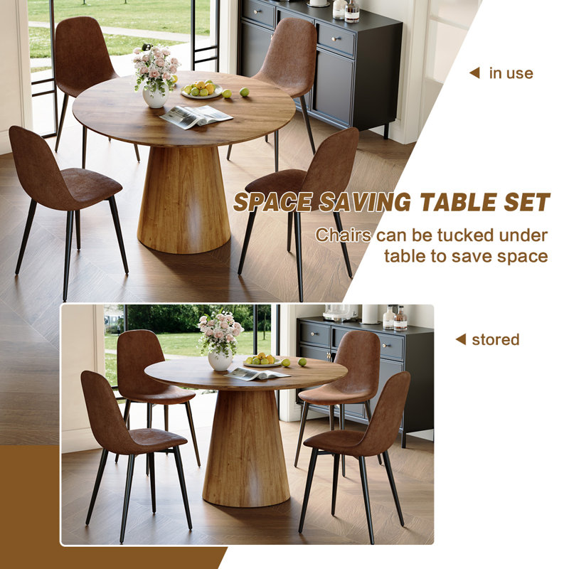Hujsak Circular 45'' L x 45'' W Dining Set, 5
