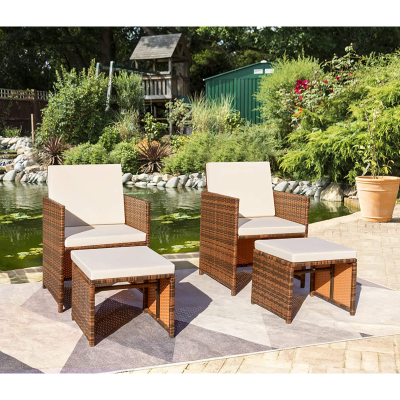 Fransje 2 - Person Patio Conversation Set with Cushions, Beige