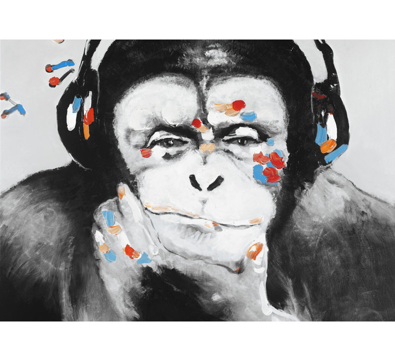 Art sur toile, singe avec casque