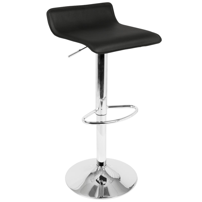Ale Contemporary Adjustable Barstool In Black PU Leather By Lumisource - Set Of 2, Black