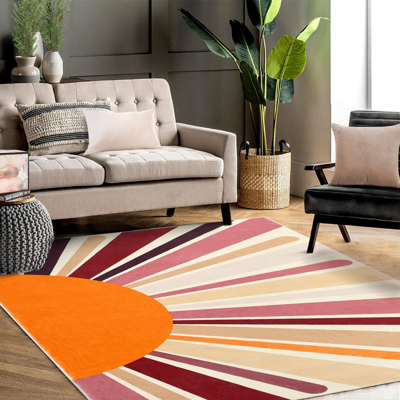 Mignon tapis lavable à la machine Sunburst, Rectangle 4pi x 6 pi
