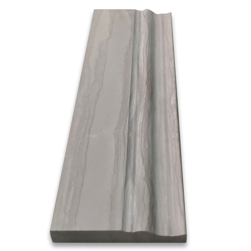 Athens Grey Wood Grain Marble 4X12 Baseboard Crown Molding Honed