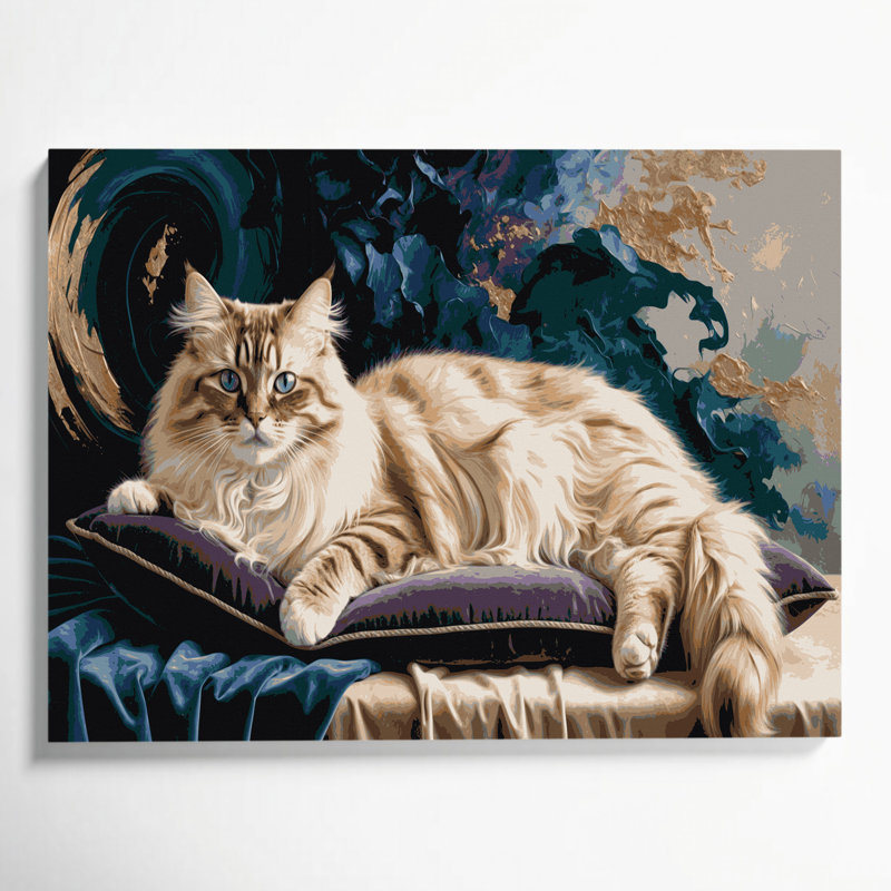 Cats, Himalayan, art mural bleu sur toile, H 20 po x l 30 po