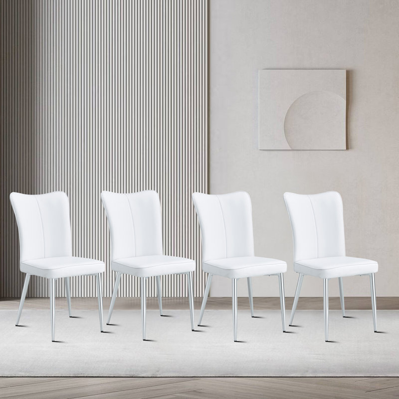 Chaise d'appoint rembourrée en polyuréthane avec pieds en métal Makaia, 4 pièces, Noir, Argent