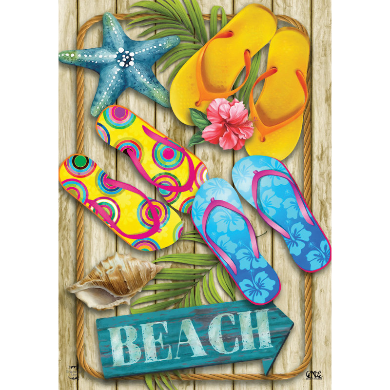 Drapeau de jardin d'été Flip Flops Beach