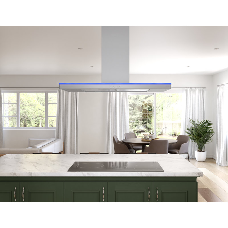Hotte pour îlot avec lumière DEL en acier inoxydable 42 pouces 600 CFM Zephyr Luce, 42"