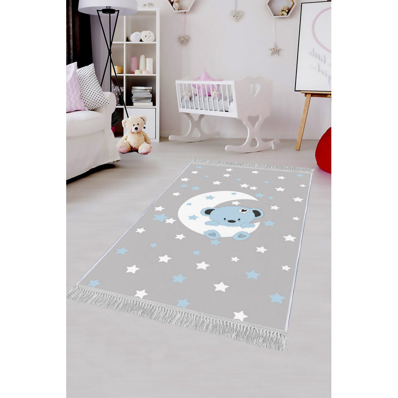 Tapis luxueux en velours (4,6 x 7,2 pi), tissu antibactérien à 100%, envers en coton antidérapant, hauteur des poils: 0,4 po | Lavable à la machine, impression numérique 3D | Parfait pour le décor du salon et de la chambre à coucher, doux et durable