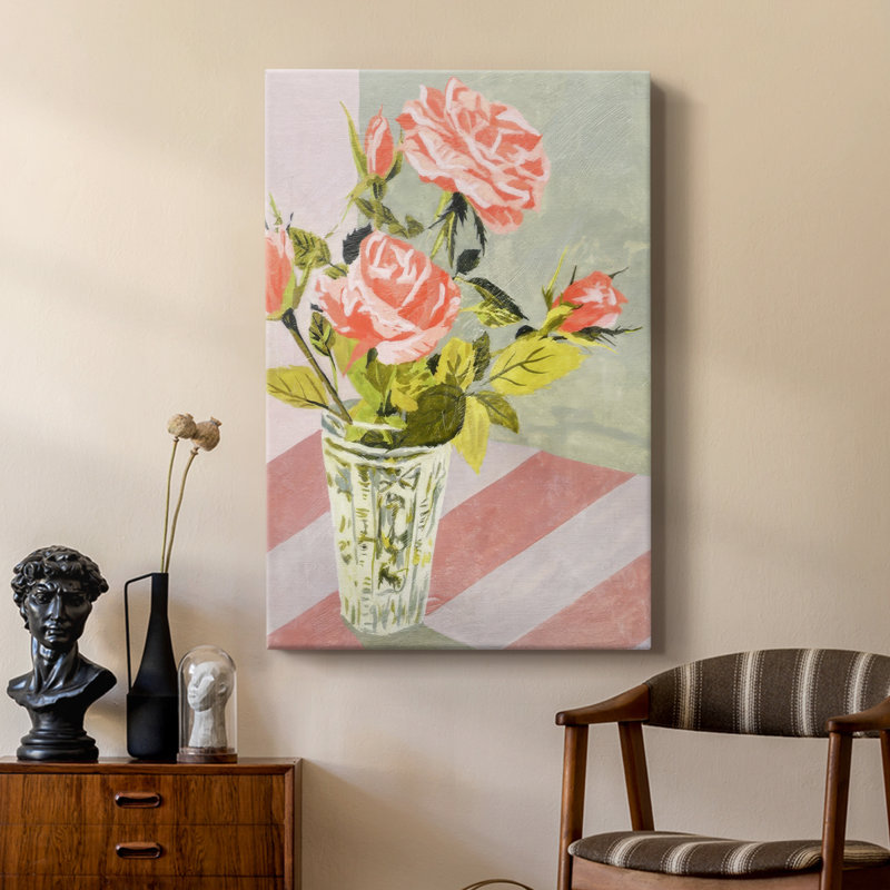 Douces roses II - galerie Cavas sur mesure, H 18 po x l 12 po